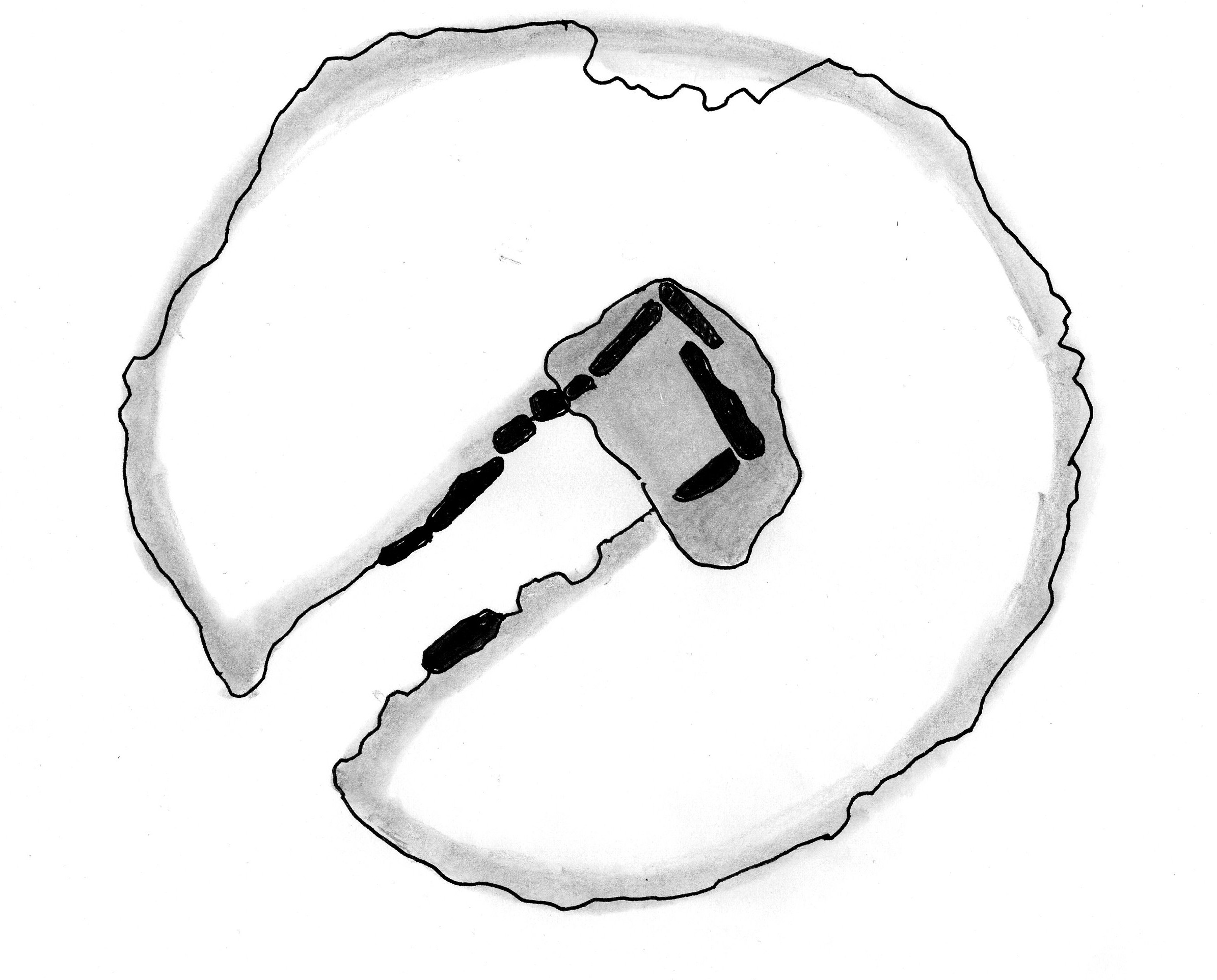 Plan du dolmen du Moulin à Vent et de sa plateforme circulaire, Bélesta (Pyrénées-Orientales)