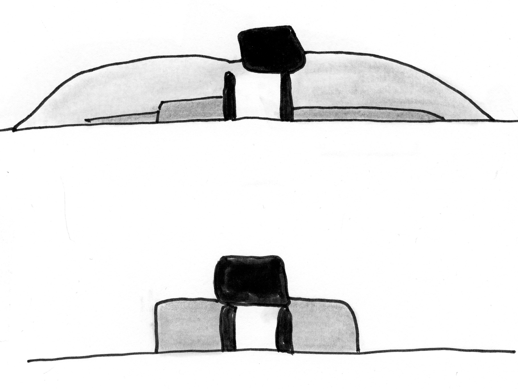 Tentative de restitution de l’état originel du petit dolmen de Busserais à La Bussière (Vienne)