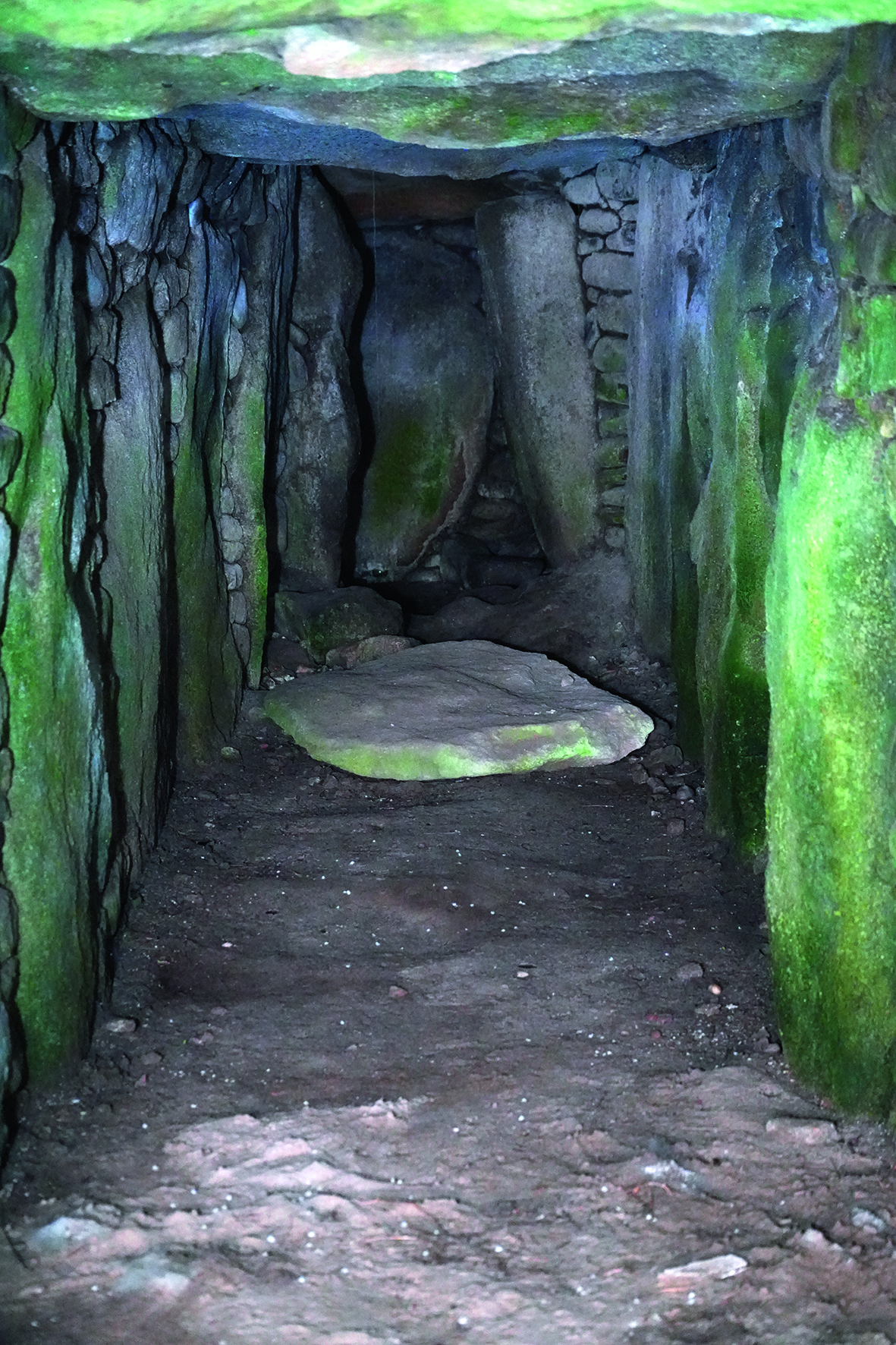 Aménagements de pierre sèche entre les dalles du dolmen de Goërem, Gâvres (Morbihan)