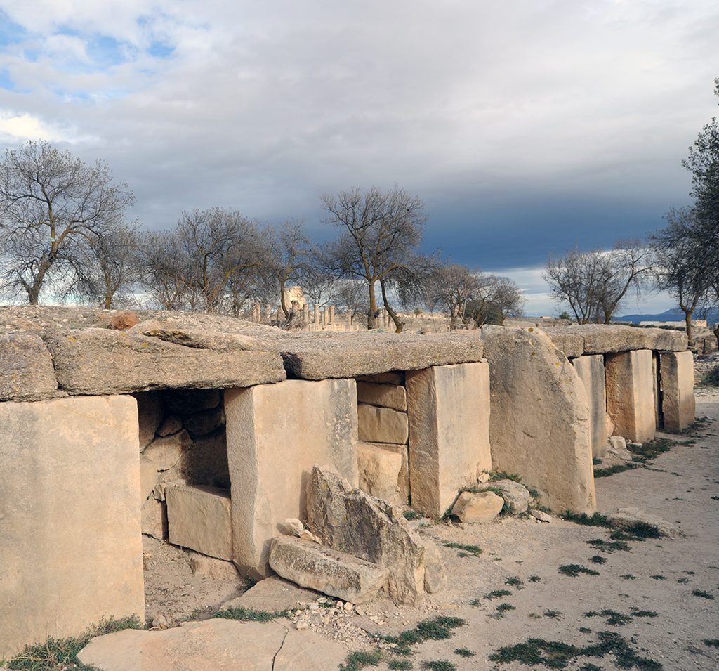 Les grosses dalles des dolmens de Makhtar, en Tunisie.