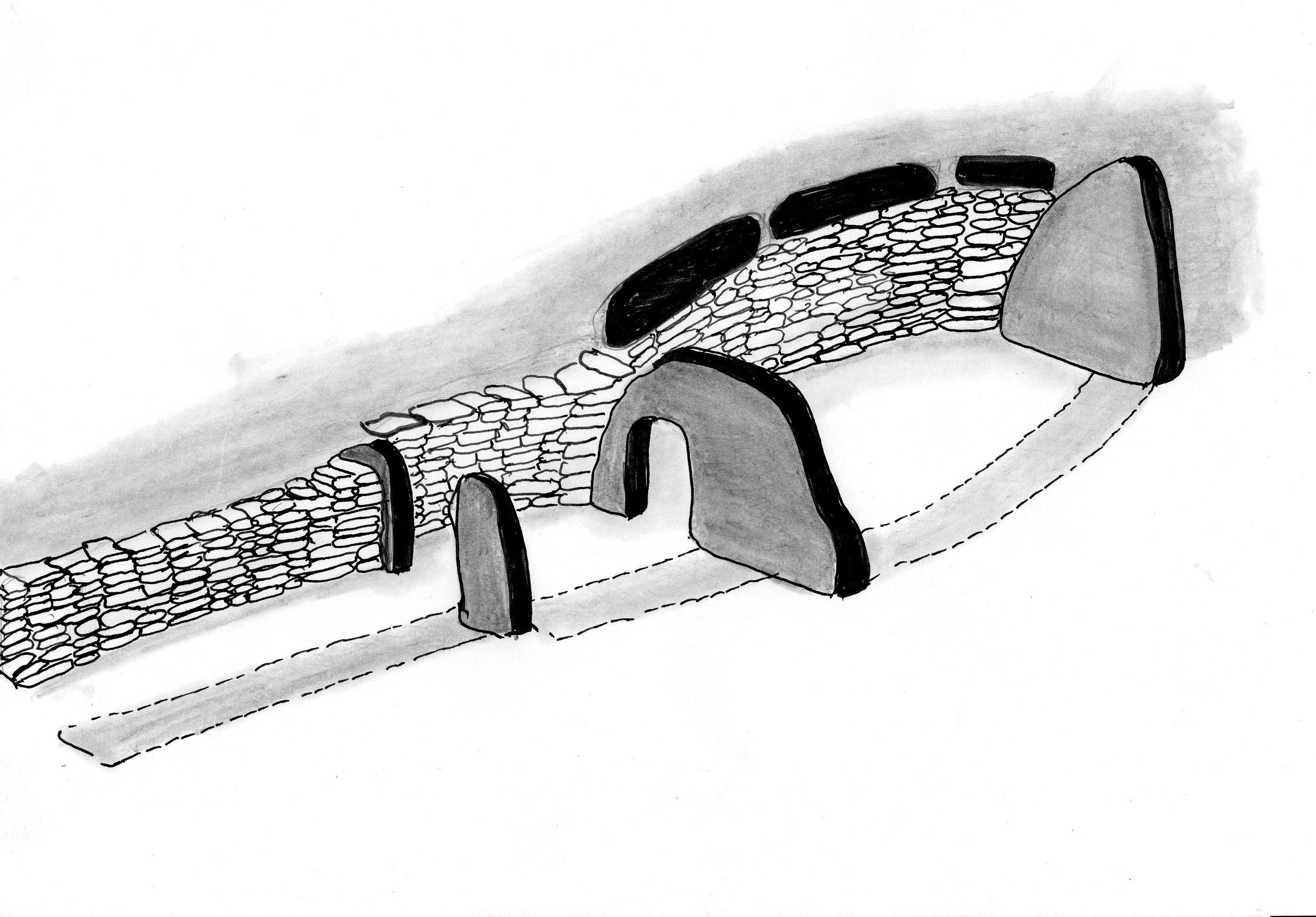 Plan du dolmen du Gallardet : couloir, antichambre et chambre, Pouget (Hérault)