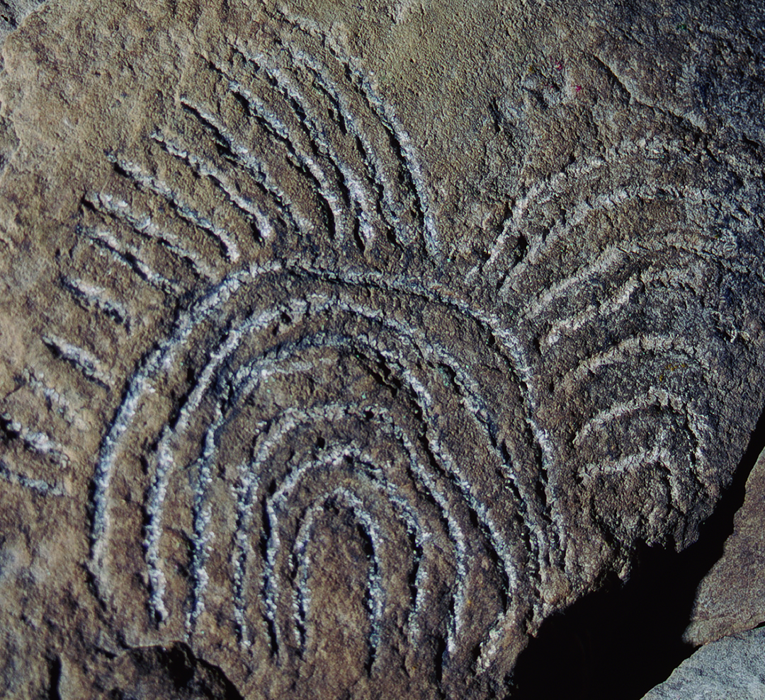 Décoration de la tombe à couloir ou à passage de Loughcrew, comté de Meath, Irlande