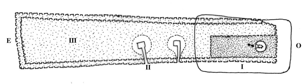 Plan des différentes structures du tumulus du Péré à Prissé-la-Charrière (Deux-Sèvres)