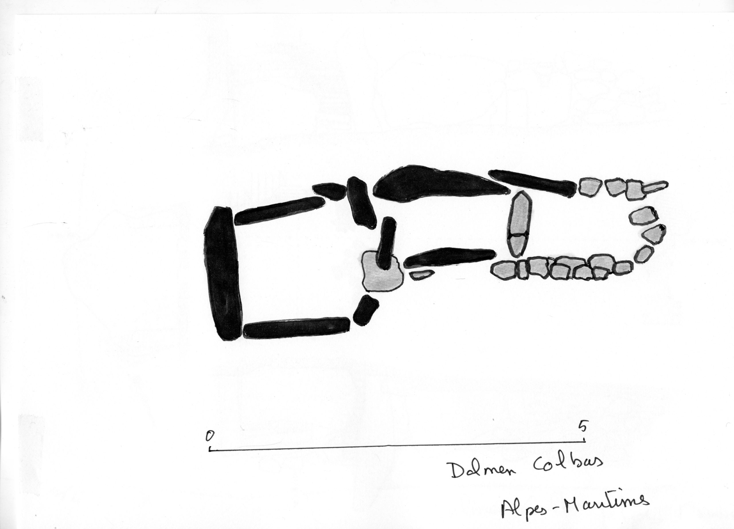 Plan du dolmen de Colbas 1 à Saint-Cézaire-sur-Siagne (Alpes-Maritimes)