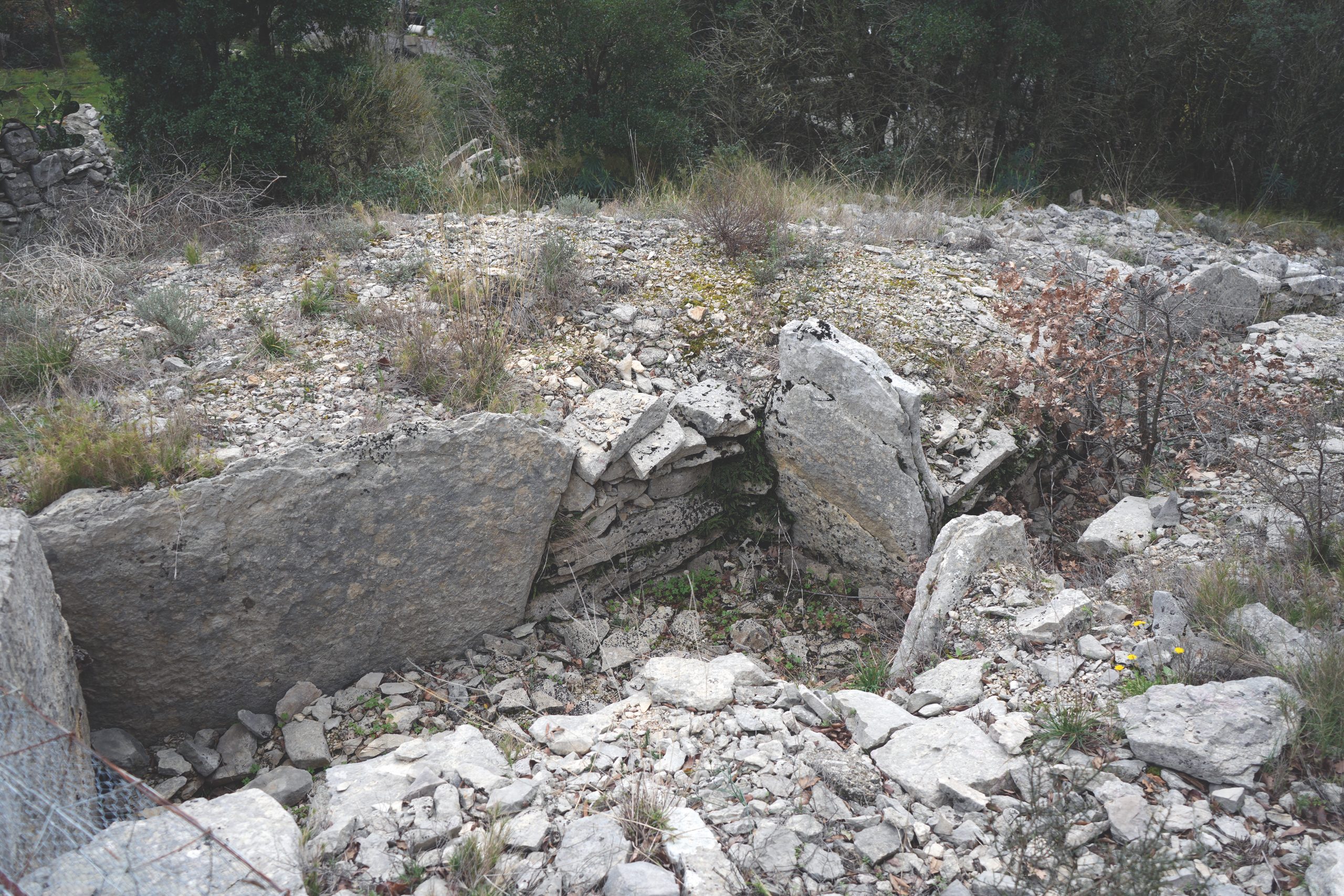 Le dolmen de la Caumette dans son état actuel à Notre-Dame-de-Londres (Hérault)