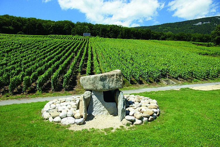 Le dolmen restauré de Praz-Berthoud à Onnens, canton de Vaud (Suisse)