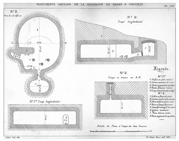 Plans anciens d’hypogées de La Grifaine à Chouilly (Marne)