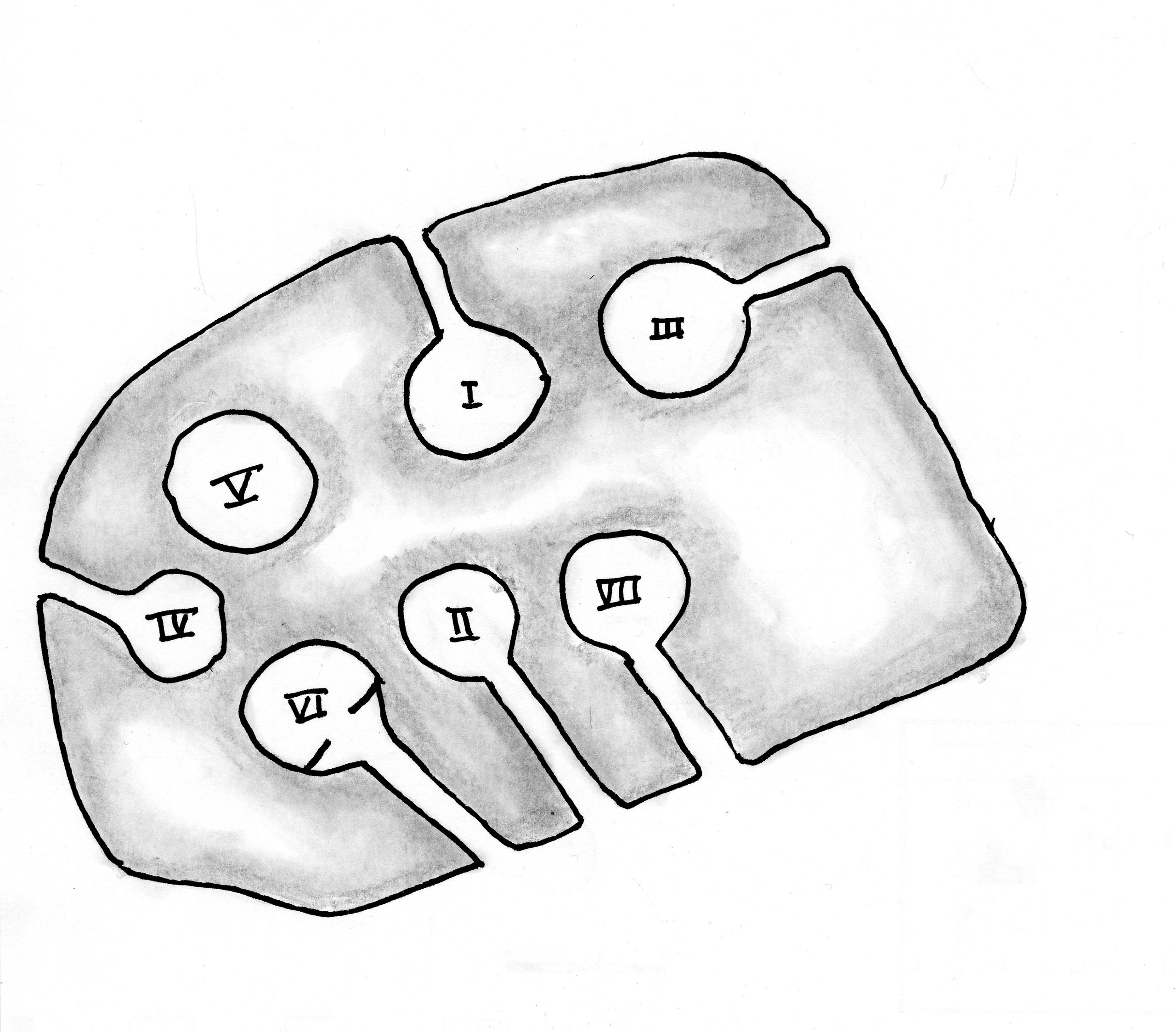Plan du tumulus de la Hoguette à Fontenay-le-Marmion (Calvados)