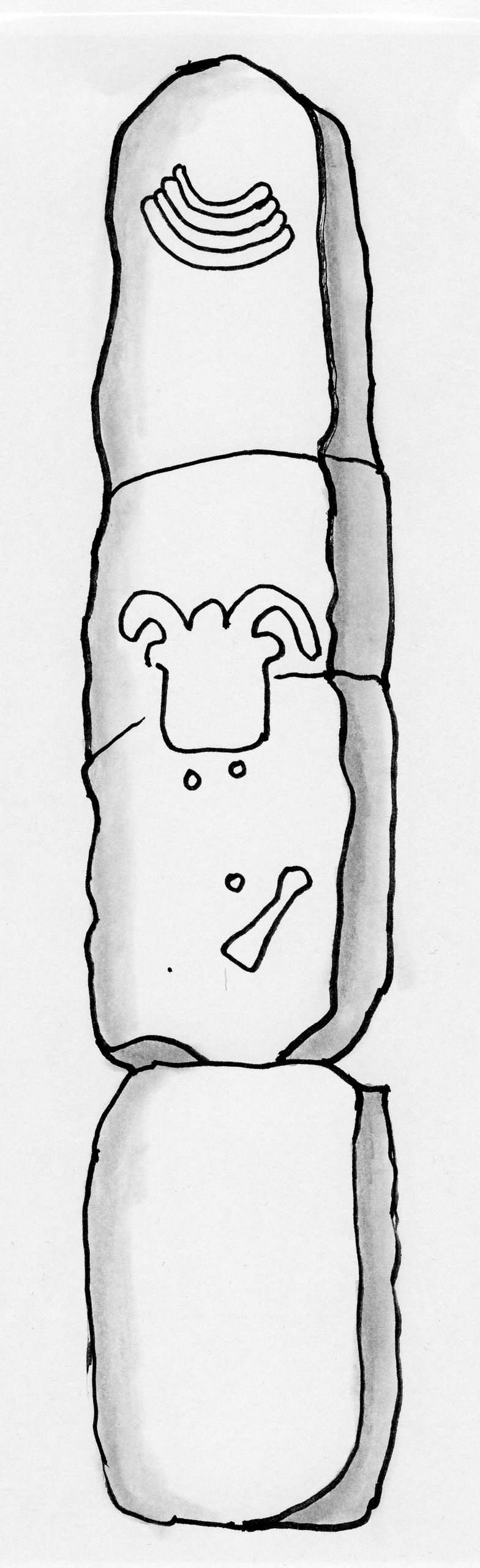 Reconstitution avec ses gravures de la statue-menhir de Die (Drôme)