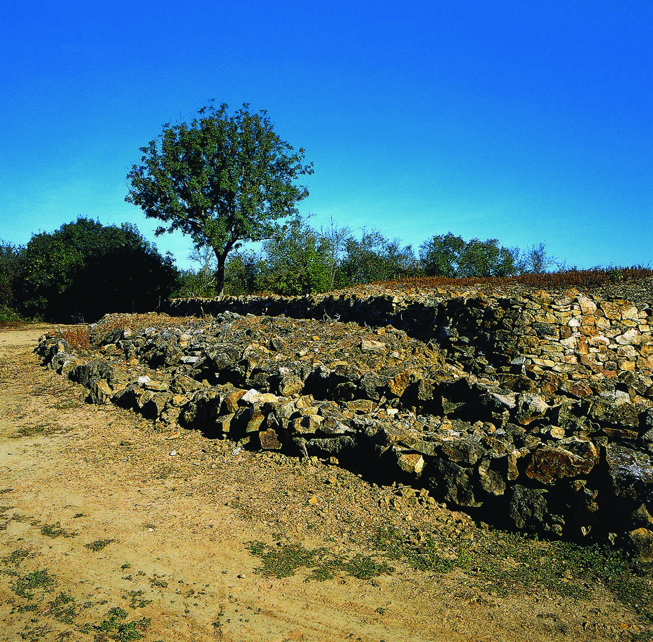 Vestiges des parements extérieurs du cairn du Pey de Fontaine à Le Bernard (Vendée)