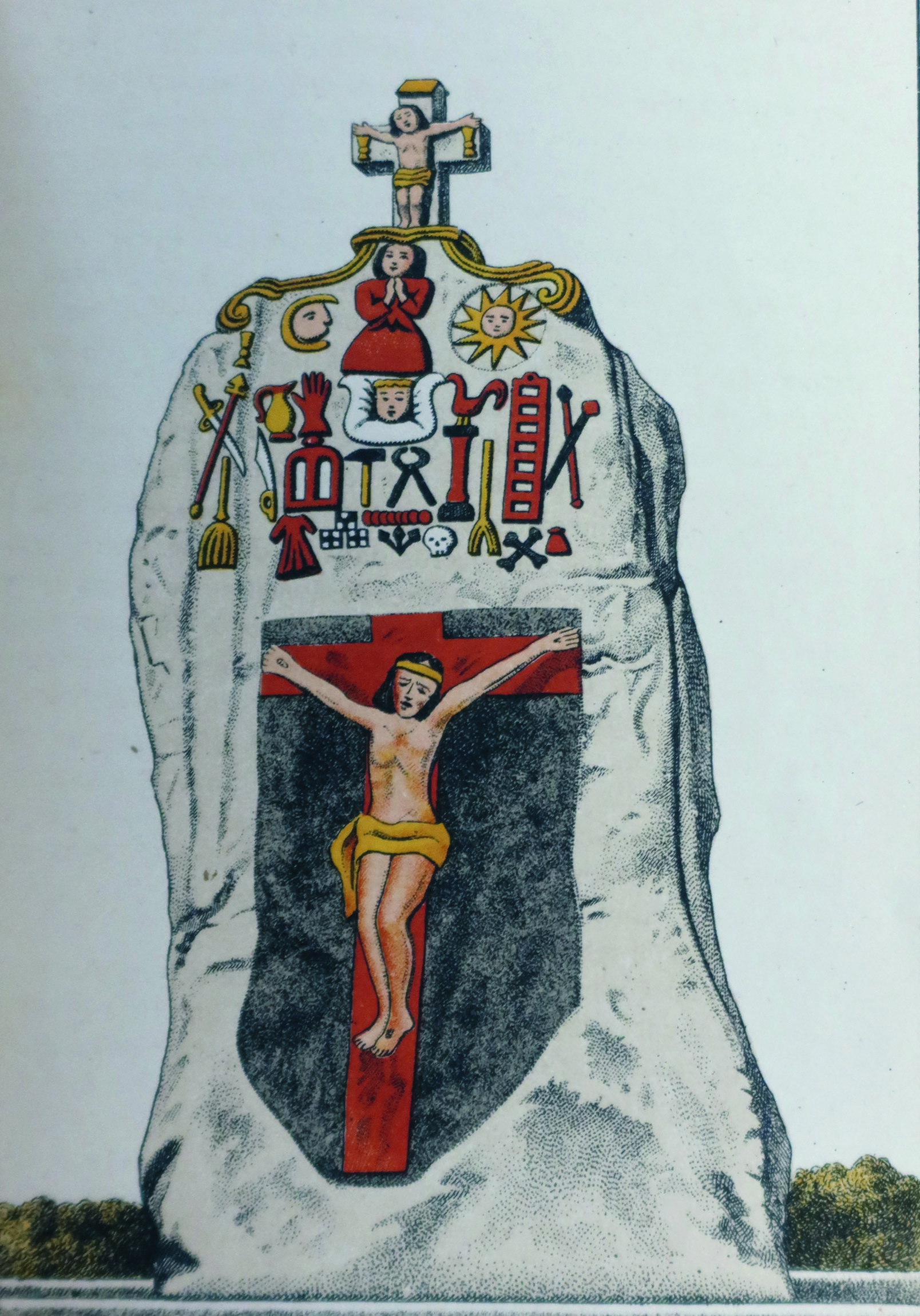 Gravure de 1887 du menhir de Saint-Uzec à Pleumeur-Bodou (Côtes-d’Armor)